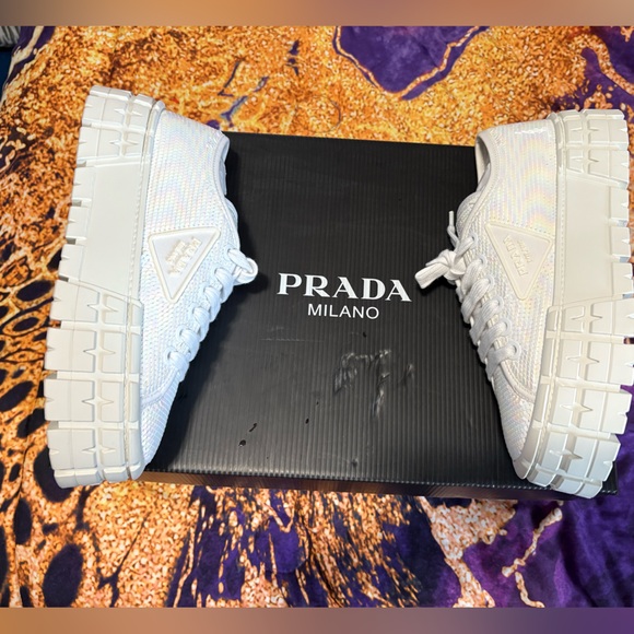 PRADA DOUBLE WHEEL SEQUIN PLATFORM SNEAKERS - Picture 8 of 10